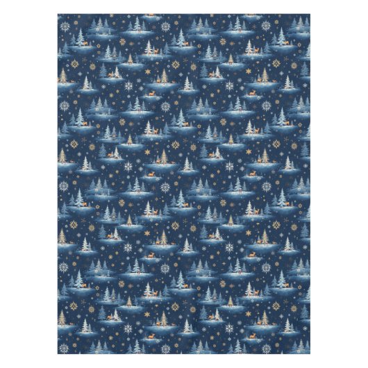 Ferientoilette, Bäume Hirsch und Schneeflocken Tischdecke (Vorderseite)