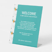 Ferienvermietung Welcome Guest Retro Sternexplosio Sockelschild (Vorderseite)