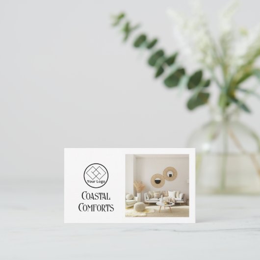 Ferienwohnungen Vermietung modern| Custom QR Code Visitenkarte (Stehend Vorderseite)