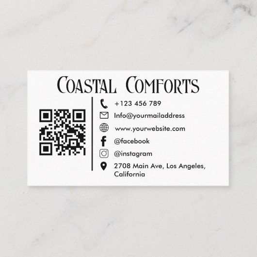 Ferienwohnungen Vermietung modern| Custom QR Code Visitenkarte (Rückseite)