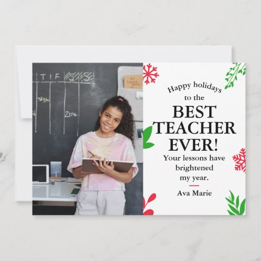 Ferienwünsche an den Lehrer Feiertagskarte (Vorderseite)