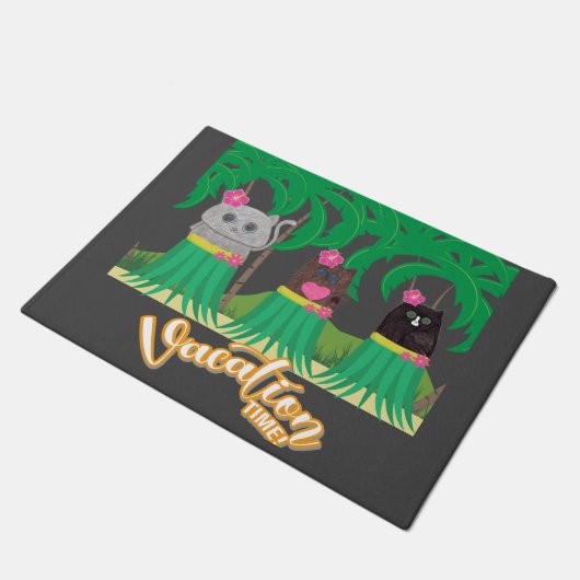 Ferienzeit Hula Kitty Doormat Fußmatte (Schrägansicht)