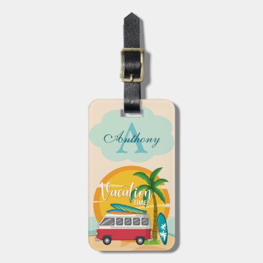 Ferienzeit Sommerstrand Personalisiert Gepäckanhänger (Vorderseite vertikal)