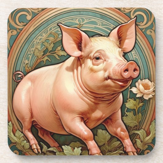 Ferkel-Achterbahn Getränkeuntersetzer (Vorderseite)