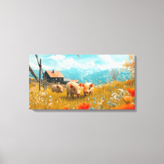 Ferkel spielen leinwanddruck (Vorderseite)