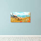 Ferkel spielen leinwanddruck (Insitu (Holzboden))