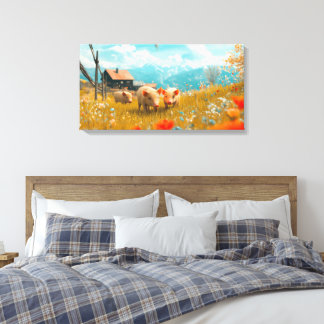 Ferkel spielen leinwanddruck