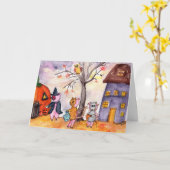 Ferkel-Trick oder -Behandlung Karte (Gelbe Blume)