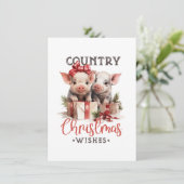 Ferkel und Geschenke Land Weihnachtsgrüße Einladung (Stehend Vorderseite)