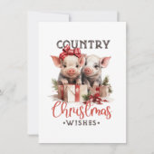 Ferkel und Geschenke Land Weihnachtsgrüße Einladung (Vorderseite)