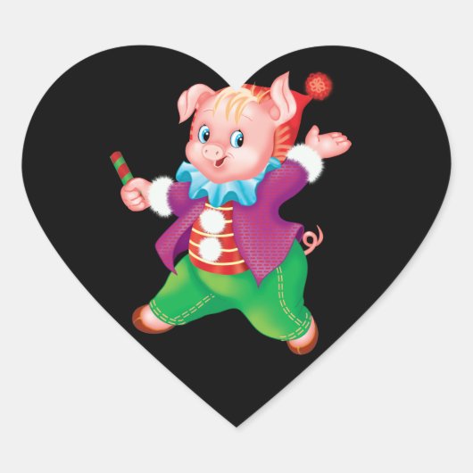 Ferkelrosa fröhlich Herz-Aufkleber (Vorderseite)