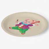 Ferkelrosa fröhlich pappteller (Schrägansicht)