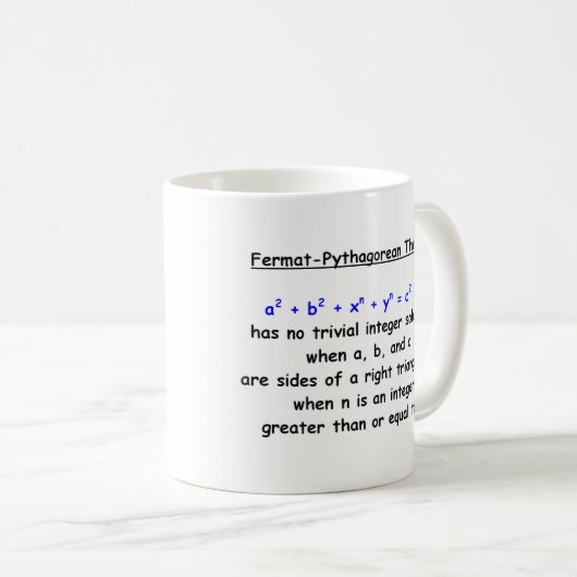 Fermat-Pythagorean Albern Theorem Kaffeetasse (VorderseiteRechts)