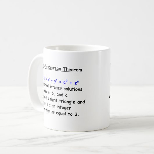 Fermat-Pythagorean Albern Theorem Kaffeetasse (Vorderseite Links)