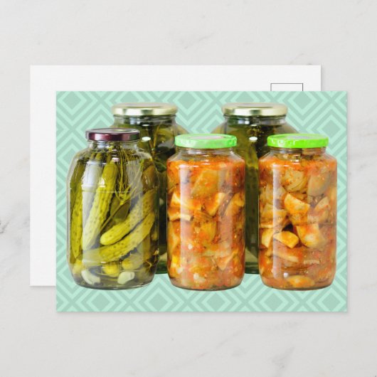Fermentiertes Gemüse in Jars Postkarte (Vorne/Hinten)