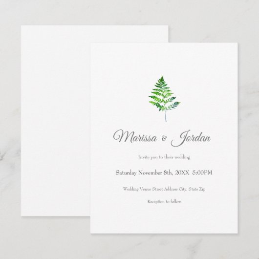 Fern-Blätter Einladung (Vorne/Hinten)