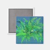 Fern Blätter, pteridophyt, Blumenkunst blau & grün Magnet (Vorderseite/Rückseite)