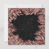 Fern-Blätter Rahmen Rose Gold Kupfer Schwarz Glitz Einladung (Rückseite)