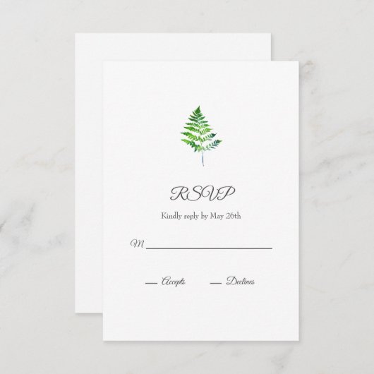 Fern-Blätter RSVP Karte (Vorne/Hinten)