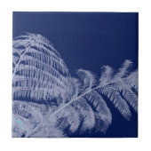 Fern Blätter Texture Sketch White Blue Fliese (Vorderseite)