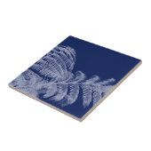 Fern Blätter Texture Sketch White Blue Fliese (Seite)