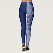 Fern Blätter Texture Sketch White Blue Leggings (Rückseite)