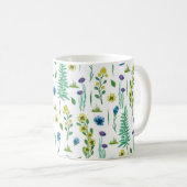 Fern Blume Nahtloses Naturmuster Kaffeetasse (VorderseiteRechts)