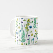 Fern Blume Nahtloses Naturmuster Kaffeetasse (Vorderseite Links)