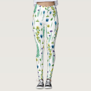 Fern Blume Nahtloses Naturmuster Leggings