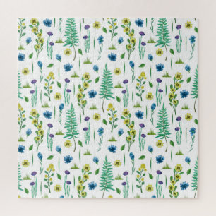 Fern Blume Nahtloses Naturmuster Puzzle