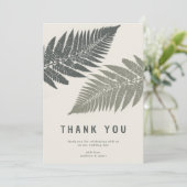Fern Botanical Modern Minimal Woodland Wedding Dankeskarte (Stehend Vorderseite)