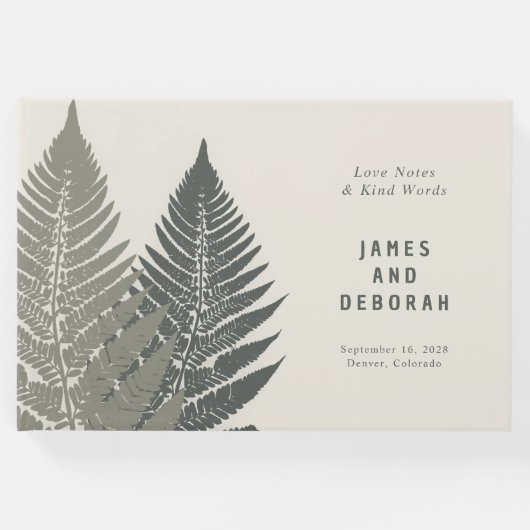Fern Botanical Modern Minimal Woodland Wedding Gästebuch (Vorderseite)