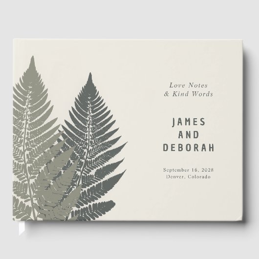 Fern Botanical Modern Minimal Woodland Wedding Gästebuch (Vorderseite)