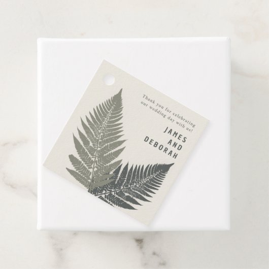 Fern Botanical Modern Minimal Woodland Wedding Geschenkanhänger (Beispiel)