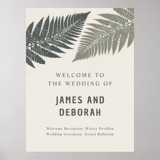 Fern Botanical Modern Minimal Woodland Wedding Poster (Vorne)