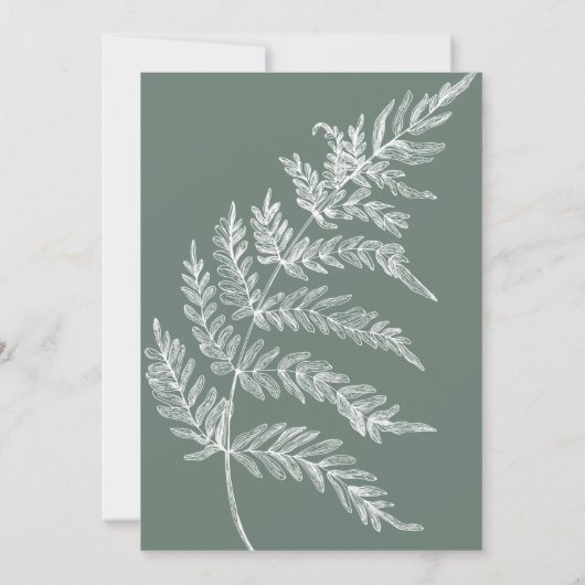 Fern Botanical Sage Wedding Einladung (Rückseite)