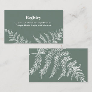 Fern Botanische Bridal Registrierungskarte Visitenkarte