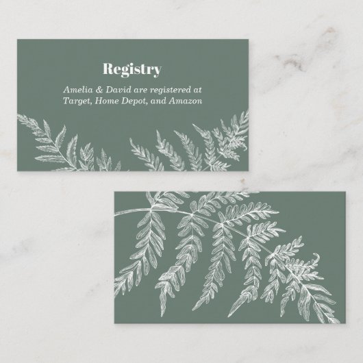 Fern Botanische Bridal Registrierungskarte Visitenkarte (Vorne/Hinten)