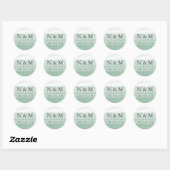 Fern | Dip Dye Watercolor Wedding Monogram Runder Aufkleber (Blatt)