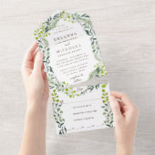 Fern Eucalyptus Hand-Drawn Greenery Wedding All In One Einladung (Abreißen)