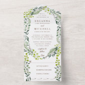 Fern Eucalyptus Hand-Drawn Greenery Wedding All In One Einladung (Innen Boden)