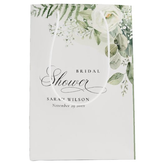 Fern Eukalyptus Greenerage Foliage Brautparty Mittlere Geschenktüte (Vorderseite)