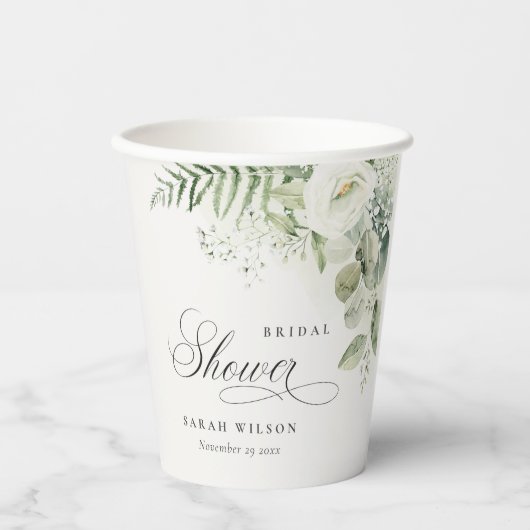 Fern Eukalyptus Greenerage Foliage Brautparty Pappbecher (Vorderseite)