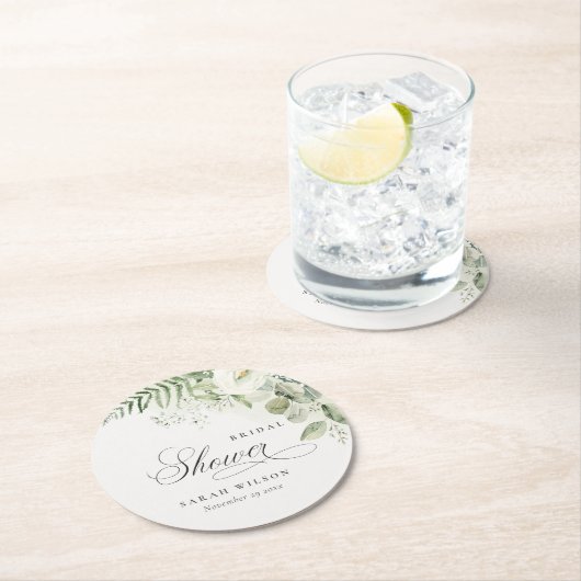 Fern Eukalyptus Greenerage Foliage Brautparty Runder Pappuntersetzer (Vor Ort)