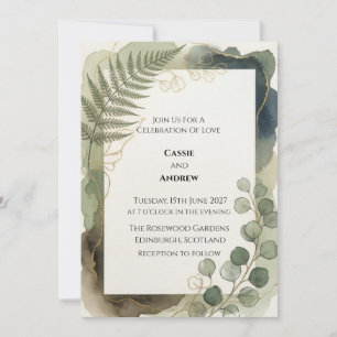 Fern-Eukalyptus-Grün-Hochzeit Einladung