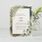 Fern-Eukalyptus-Grün-Hochzeit Einladung (Stehend Vorderseite)