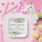 Fern Eukalyptus Hand Gezeichnet Grüne Hochzeit Pappteller (Party)