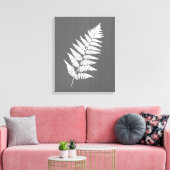 Fern Frond, weiß auf Holzkohle grau / grau Leinwanddruck (Insitu (Wohnzimmer))