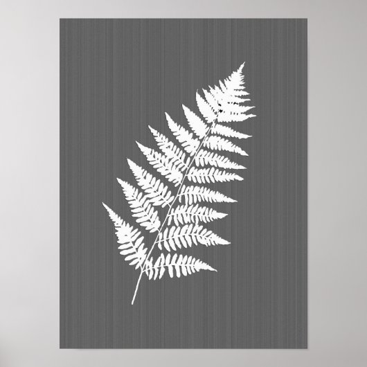 Fern Frond, weiß auf Holzkohle grau / grau Poster (Vorne)