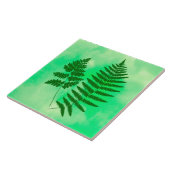 Fern Fronds, grün auf Aquarellboden Fliese (Seite)